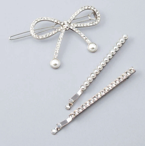 White House Black Market Accessories - HOST PICK!!! PEARL PAVÉ BOW + PINS, SET OF 3